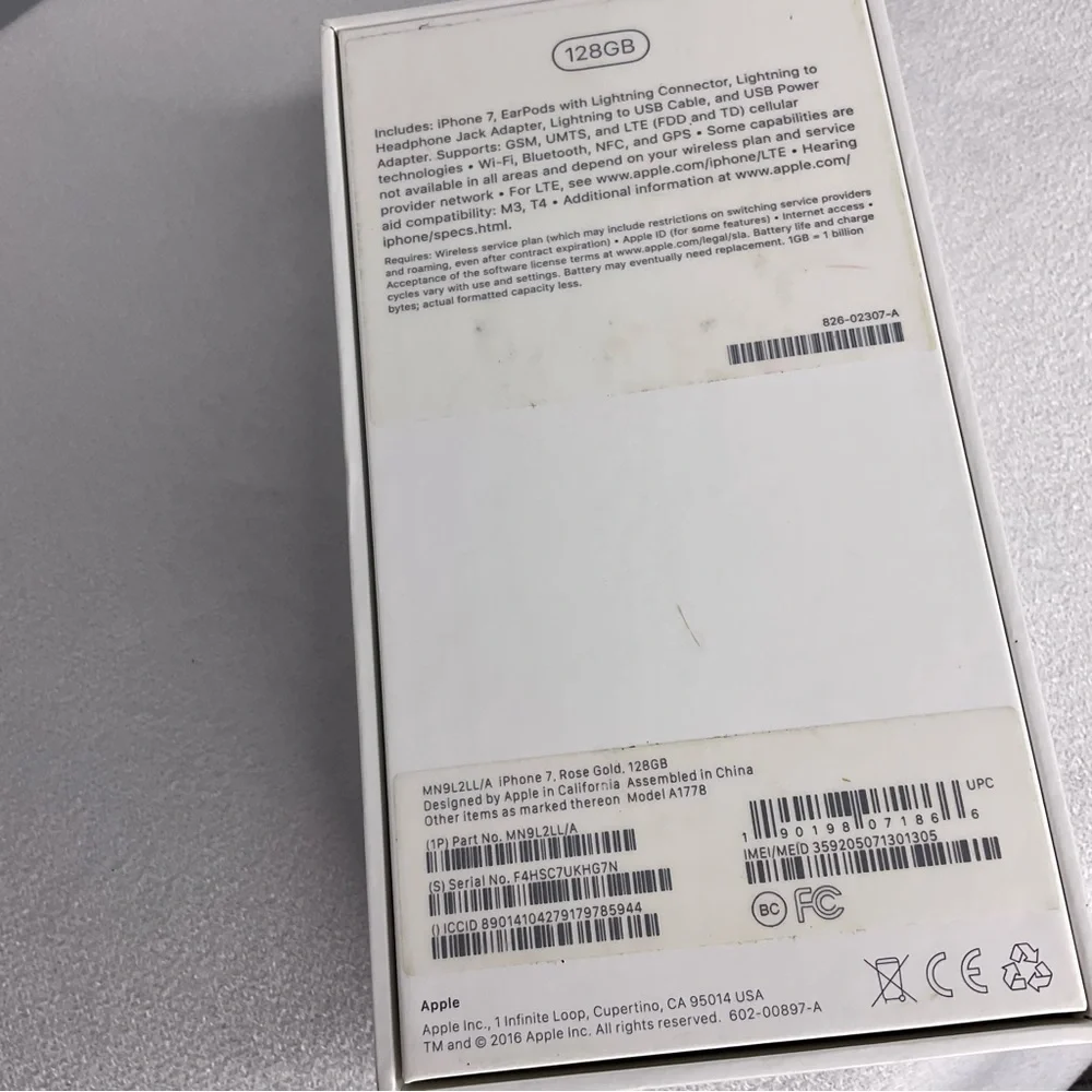 Apple iPhone 7 Rose Gold 128 GB Empty Box Only